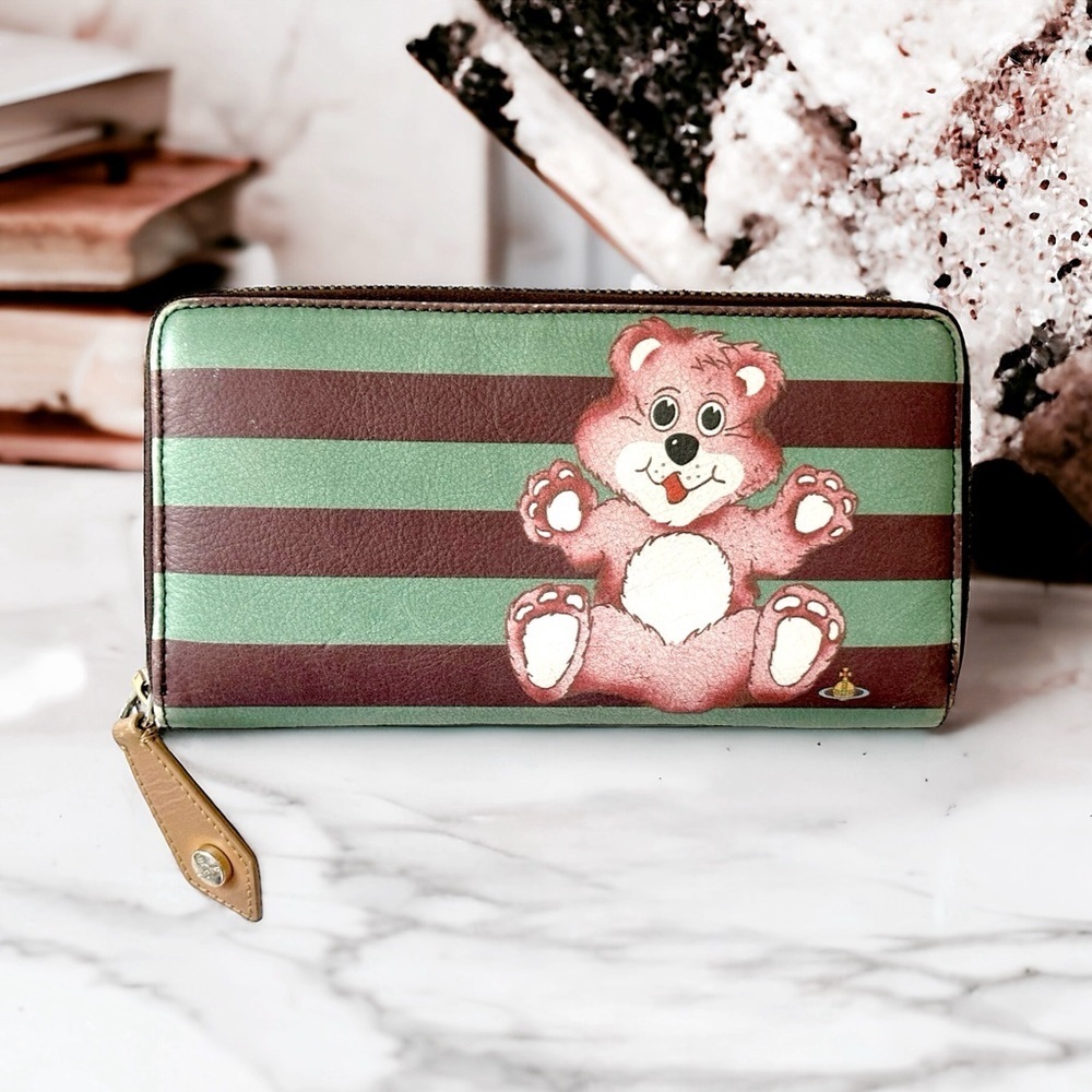 RARE Vivienne Westwood Teddy Bear Orb Long Zip Zippy Wallet